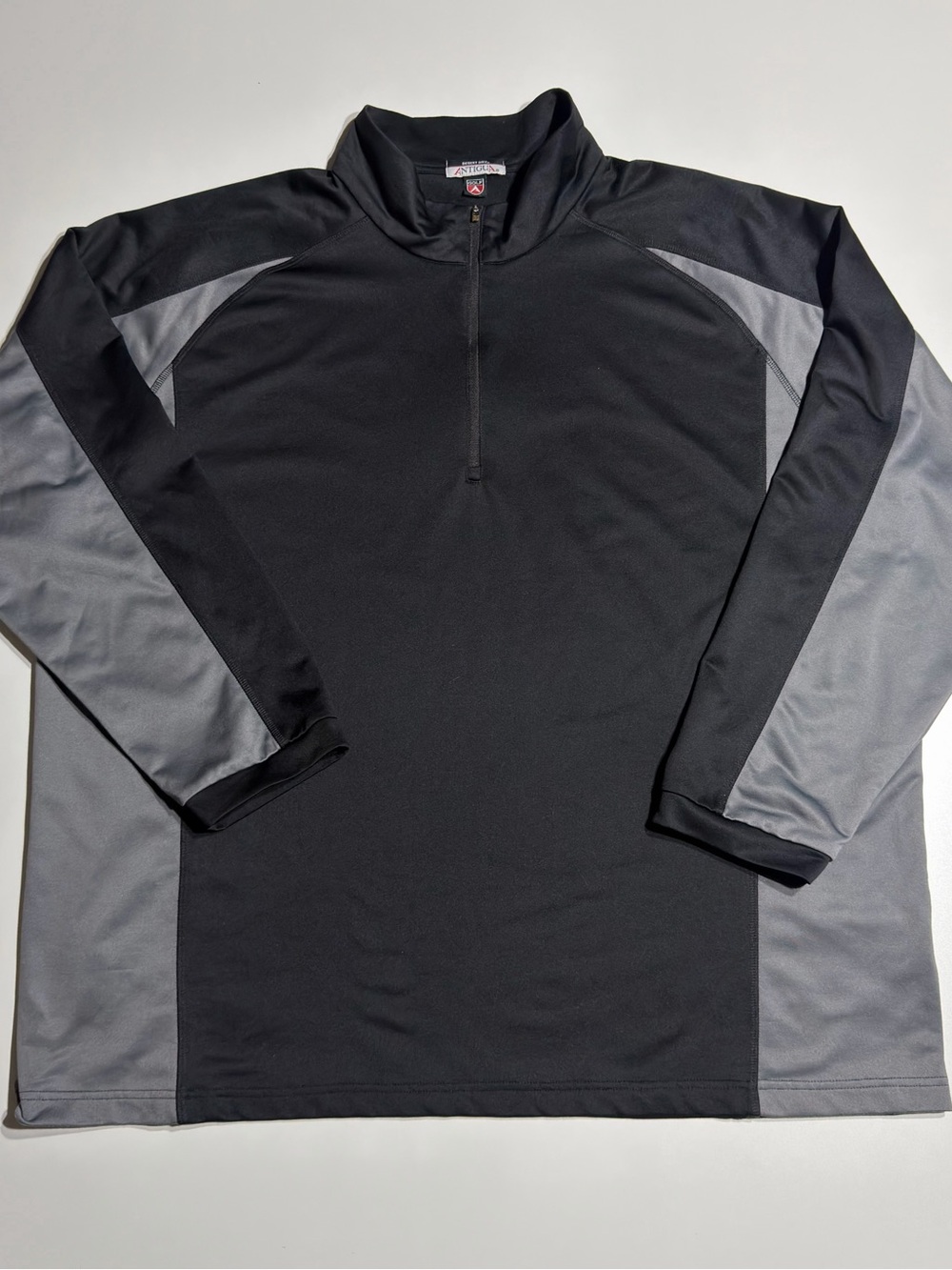 Antigua Black and Gray Athletic Quarter-Zip Pullover Mens
